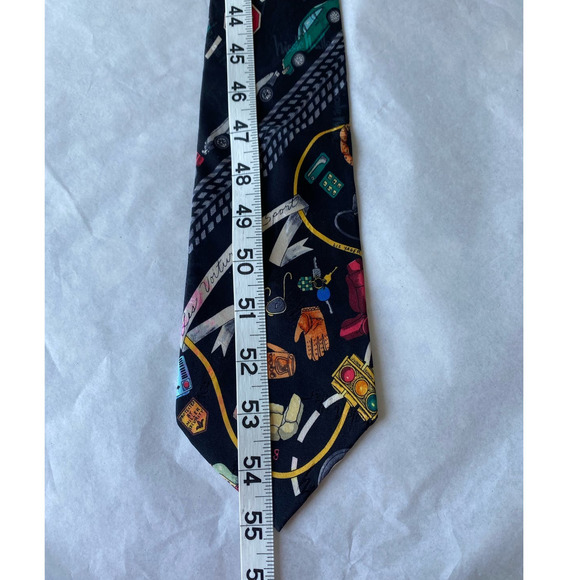 Nicole Miller Men's Tie Vintage 1993 100% Silk Hand Sewn SportsCars Driving 55" - Picture 4 of 8